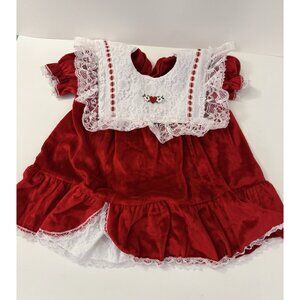 Beautiful Vintage Baby Girls 3-6M Christmas or Valentine Dress, White Trim Lace